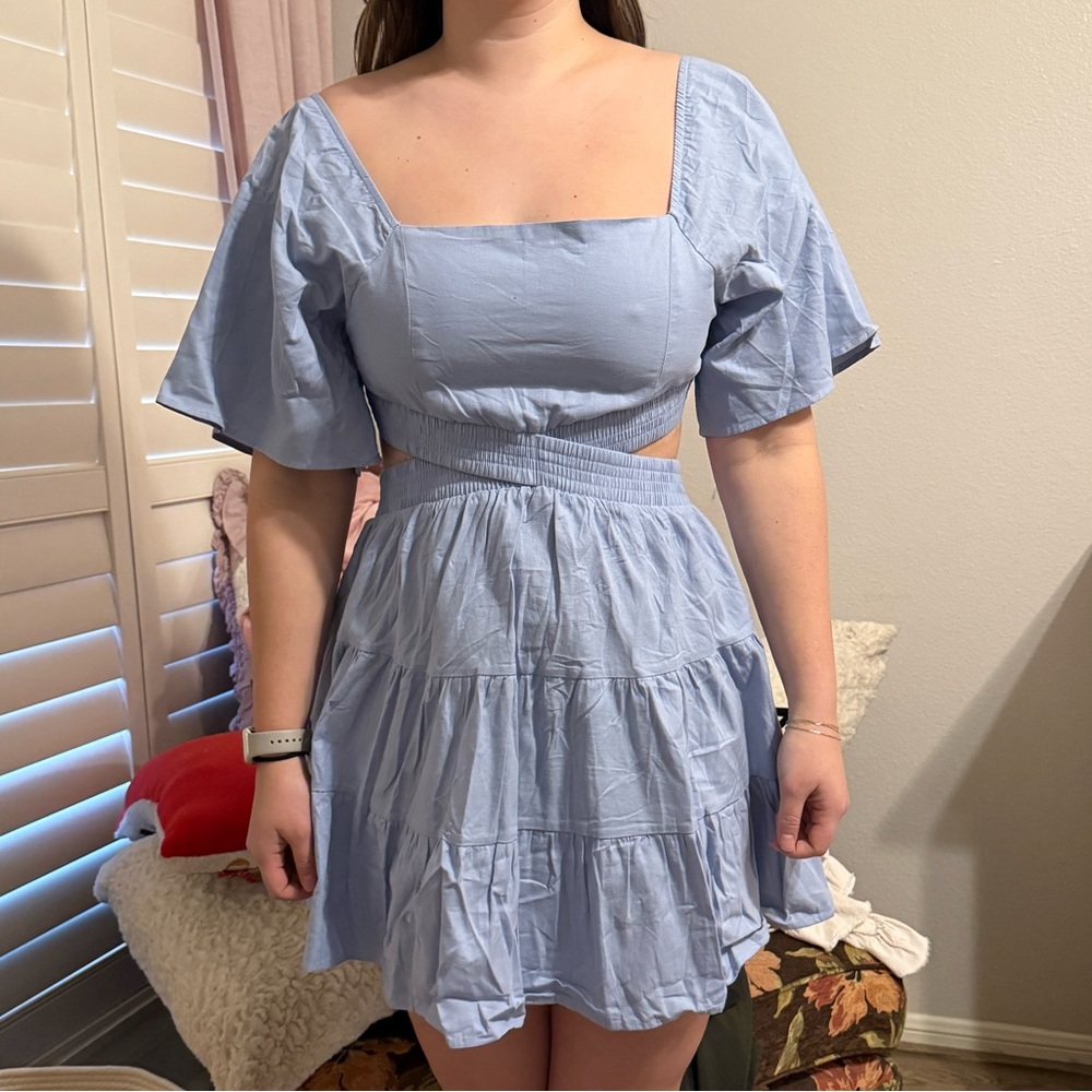 Light blue cutout dress